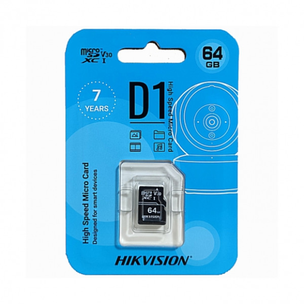 Thẻ nhớ MicroSD 64GB Hikvision màu xanh chuyên dụng camera HS-TF-D1(STD)/64G tốc độ ghi 40MB/s, tốc độ đọc 92MB/s