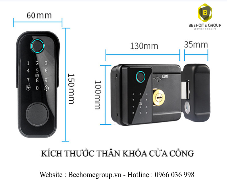 Kích Thước Khóa Vân Tay Cửa Cổng A18